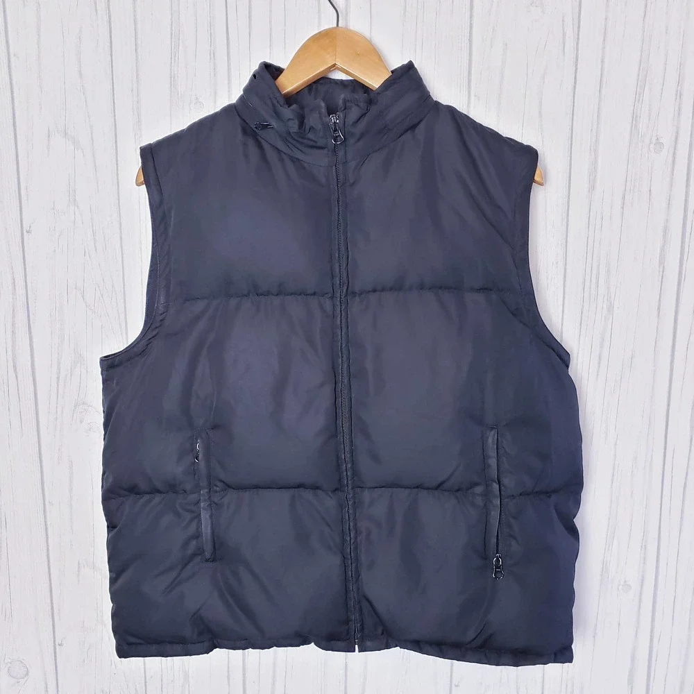 J. Crew Outwear Sz L White Duck Down & Feather Coat Vest Removable Sleeves Black